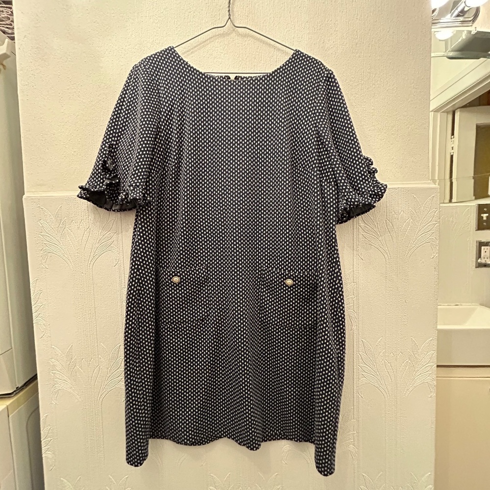 Diamond Patterned Navy and White Karl Lagerfeld Dress in size 14